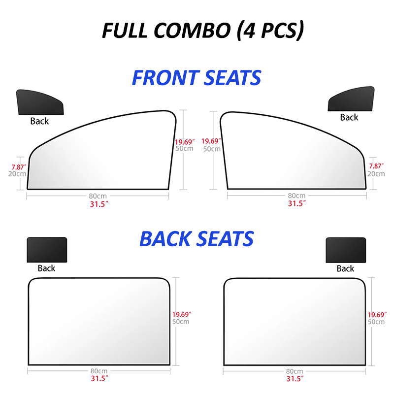 Magnetic Titanium Silver Cloth Curtains Car Sunshade. Stay Cool, Protect Car Interior and Passengers from Sunlight and UV!