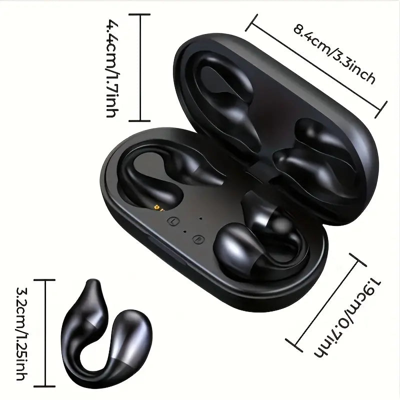 Wireless Ear-Clip Bone Conduction Headphones Bluetooth 5.3, Open Ear Clip on Earbuds,Waterproof Painless Mini Sport Earring Earphone, HiFi Quality/Long Battery Life