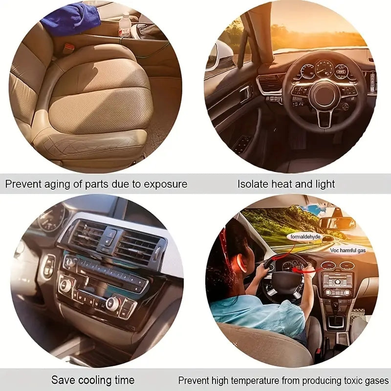 Car Front Windshield Sun Shade Umbrella, Foldable Titanium Silver Car Sun Shade For Most Vehicles, Keep Vehicle Cool Damage Free