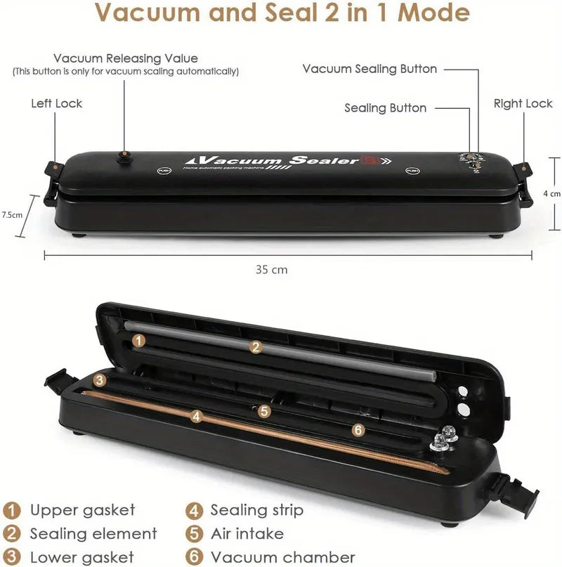 SGMSC Vacuum Sealer Machine, Automatic Fresh Food-Sealer, Food-saver (FREE 100 BAGS)