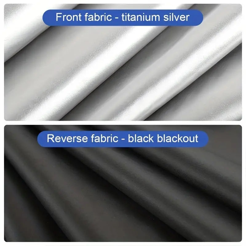 Magnetic Titanium Silver Cloth Curtains Car Sunshade. Stay Cool, Protect Car Interior and Passengers from Sunlight and UV!