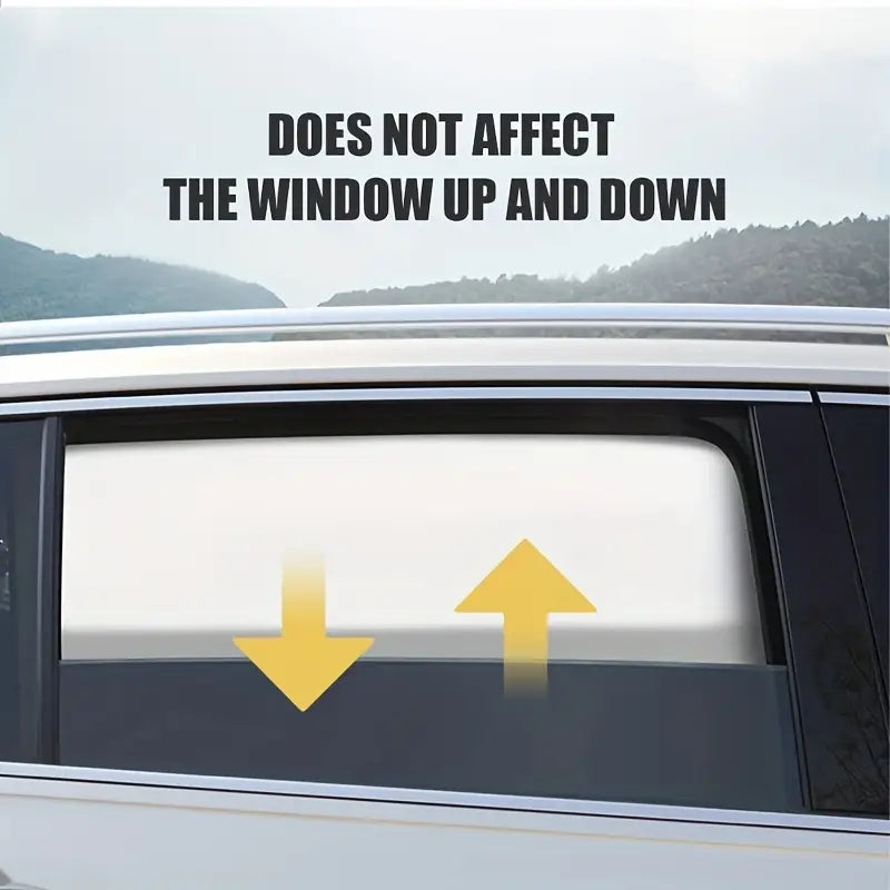 Magnetic Titanium Silver Cloth Curtains Car Sunshade. Stay Cool, Protect Car Interior and Passengers from Sunlight and UV!