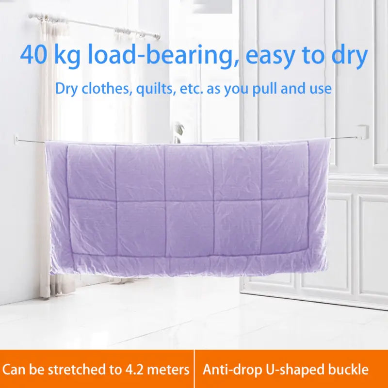 Punch-Free Retractable Clothesline Wall Hanging Clothes Indoor Steel Wire Invisible Hanger