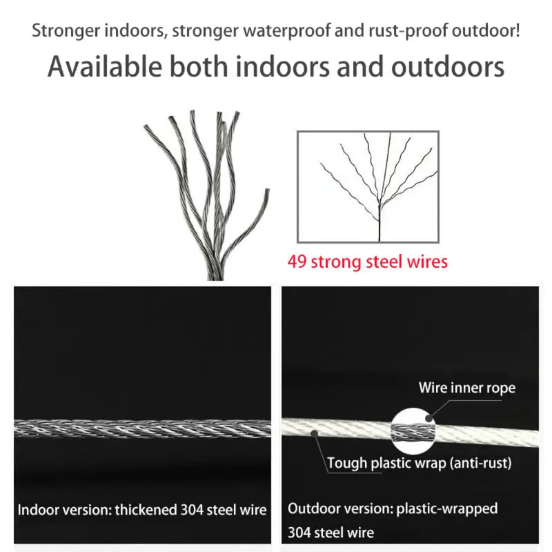 Punch-Free Retractable Clothesline Wall Hanging Clothes Indoor Steel Wire Invisible Hanger