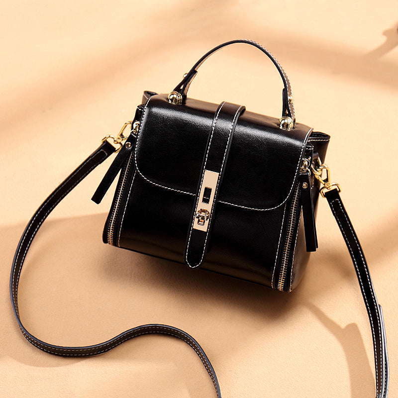 Luxury women's leather bag with many compartments