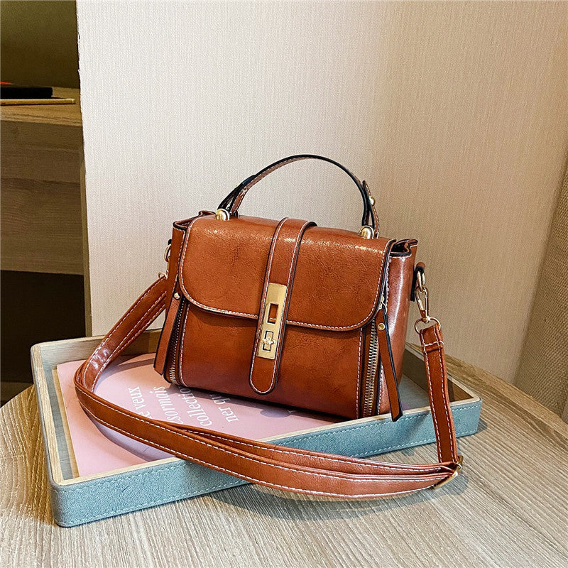 Luxury women's leather bag with many compartments