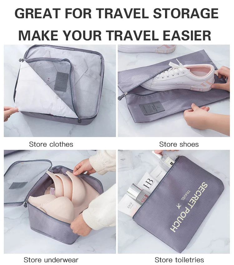 6 in 1 Foldable Travel Organizer Bag Set Travel Packing Luggage Organizer Bags