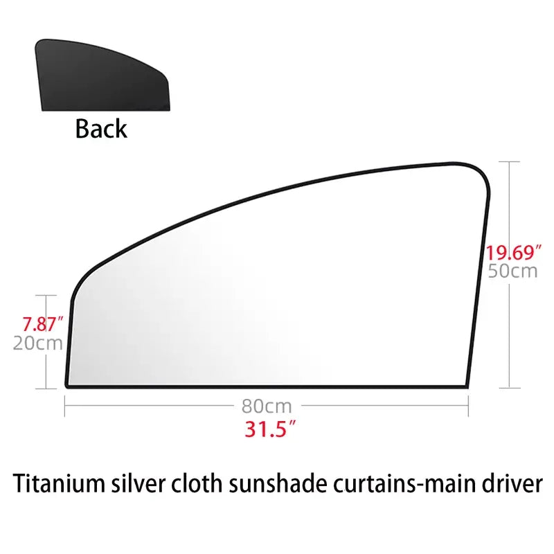 Magnetic Titanium Silver Cloth Curtains Car Sunshade. Stay Cool, Protect Car Interior and Passengers from Sunlight and UV!
