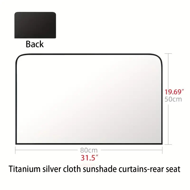 Magnetic Titanium Silver Cloth Curtains Car Sunshade. Stay Cool, Protect Car Interior and Passengers from Sunlight and UV!