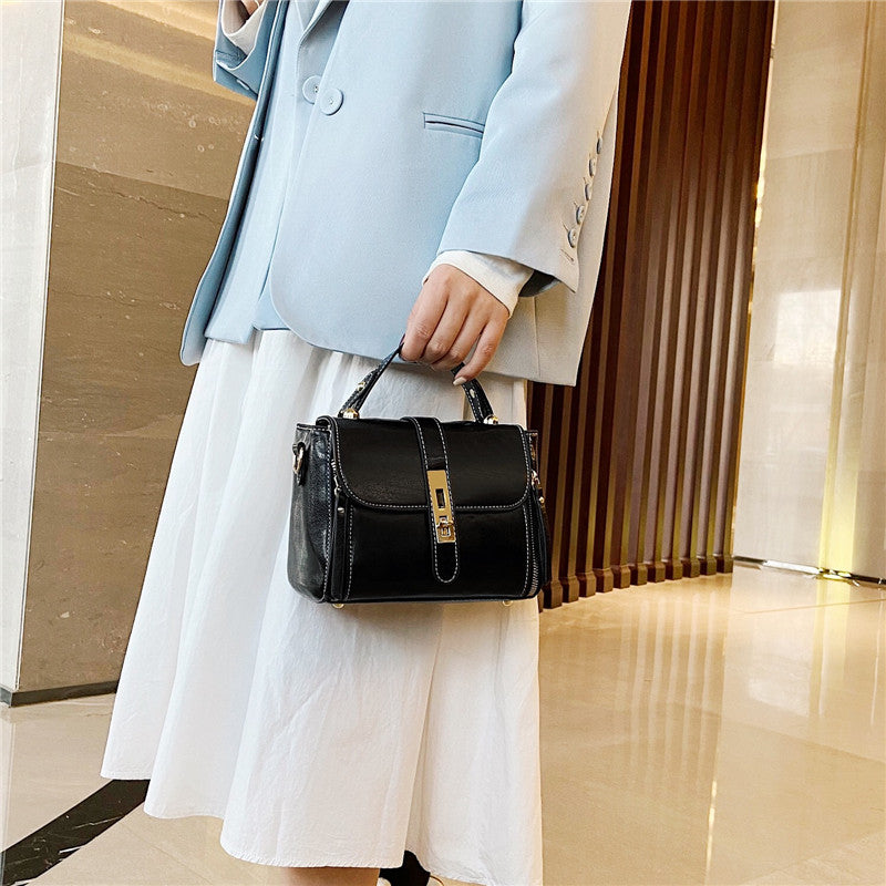Luxury women's leather bag with many compartments