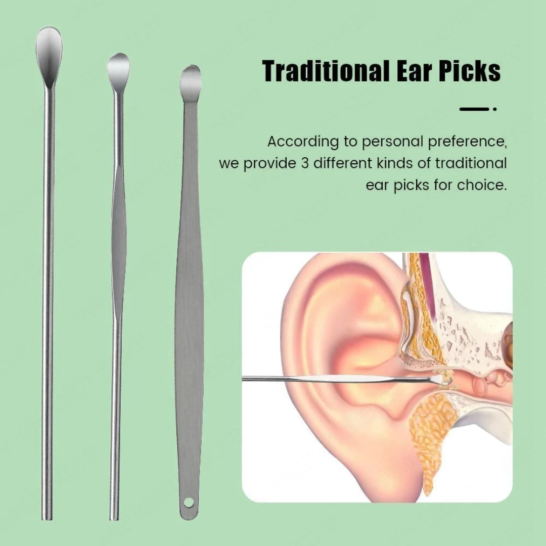 Set 6 Piece Of Stainless Steel Earwax Collector Spiral Turn Ear Pick Ear Pick To Clean The Ear Portable Ear Cleaning Tool
