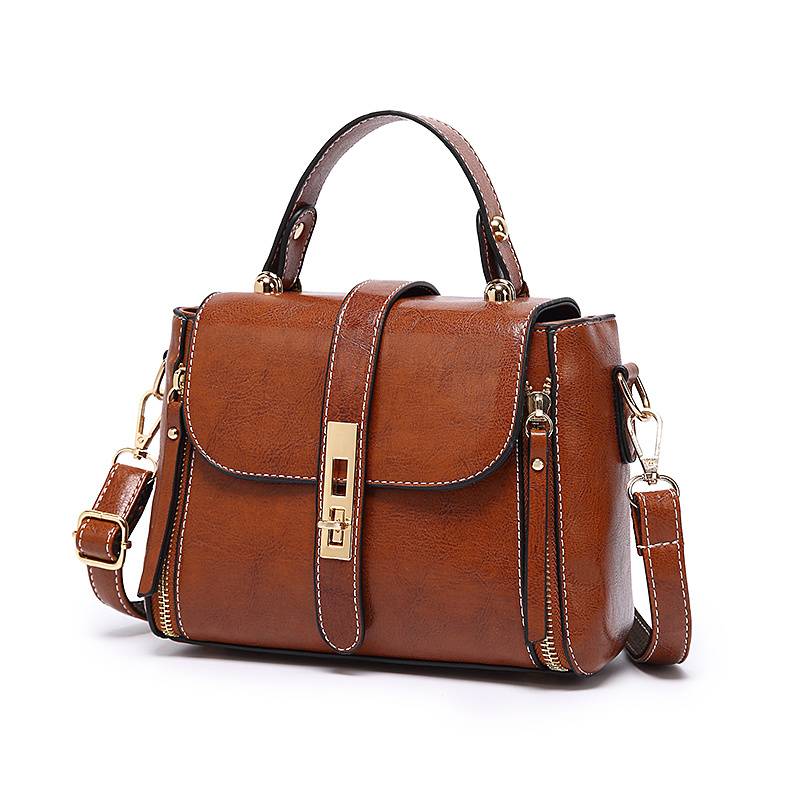 Luxury women's leather bag with many compartments