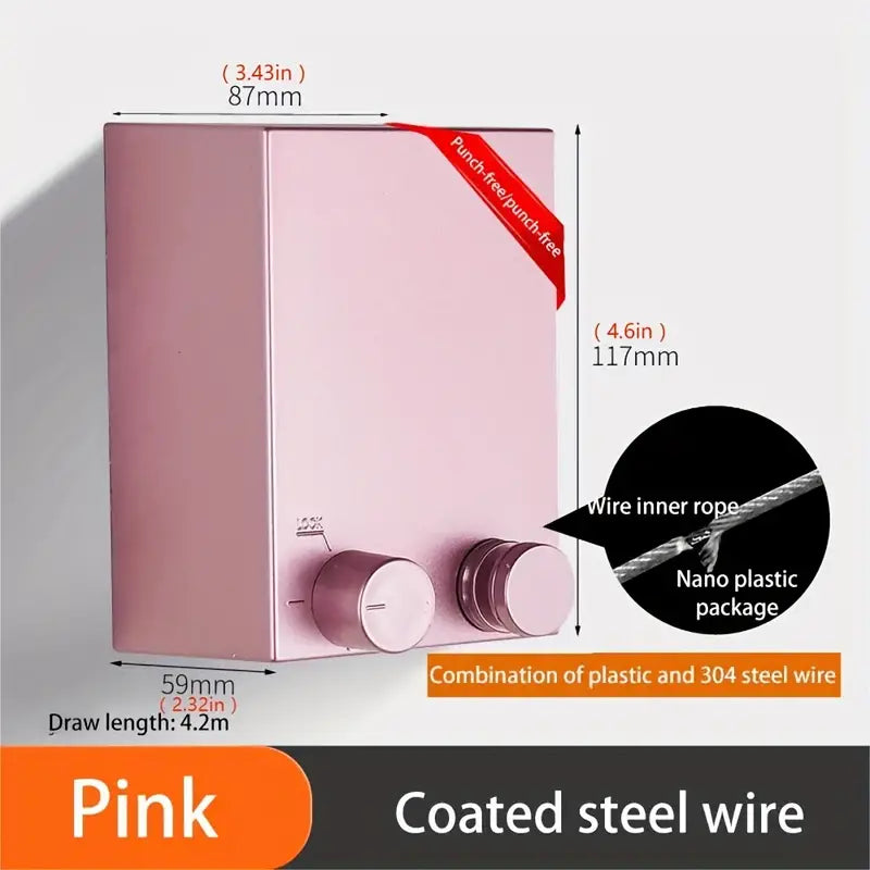 Punch-Free Retractable Clothesline Wall Hanging Clothes Indoor Steel Wire Invisible Hanger