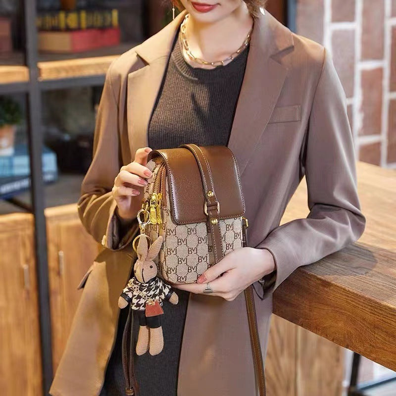 Mini bag with cute keychain crisscross pattern