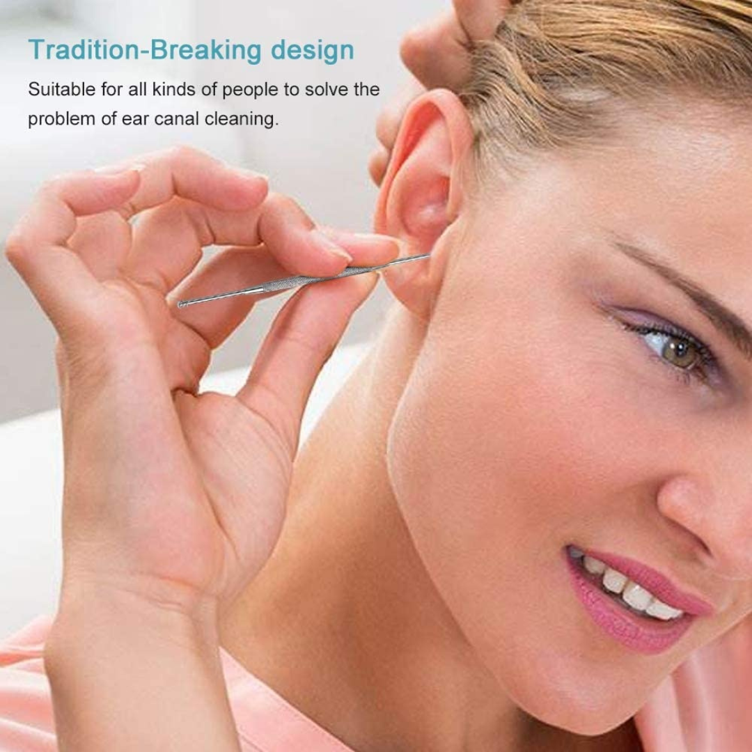 Set 6 Piece Of Stainless Steel Earwax Collector Spiral Turn Ear Pick Ear Pick To Clean The Ear Portable Ear Cleaning Tool