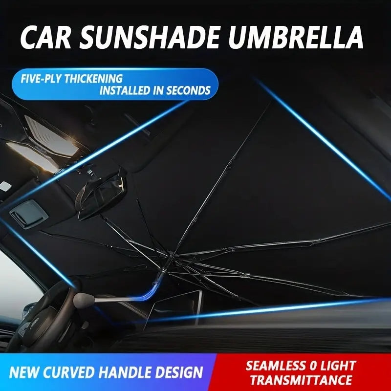 Car Front Windshield Sun Shade Umbrella, Foldable Titanium Silver Car –  Tupper House