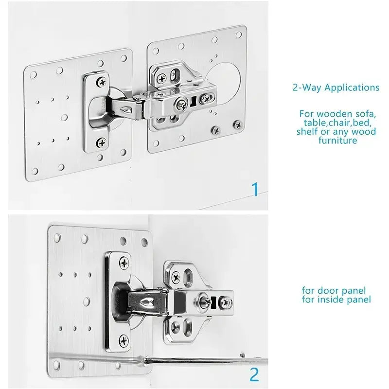Stainless steel wooden cabinet hinge repair plate