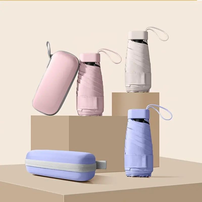 Mini Pocket Umbrella With Case, 15cm to 90cm Lightweight Portable Perfect For Travel, Outdoor Sun & Rain Fashion