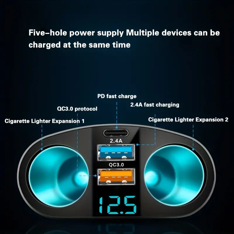 2-port Car Charger Adapter™ QC3.0 Fast Charging Compatible with All Smartphones, Tablets