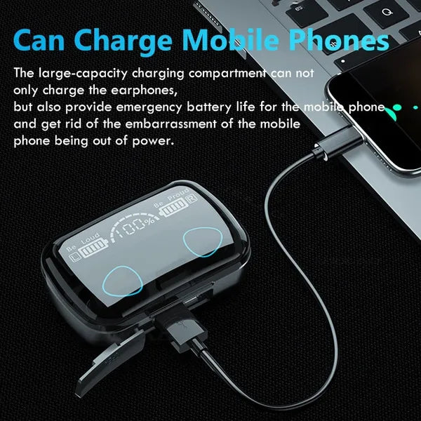 Smart Touch Bluetooth Earbuds With Power Bank