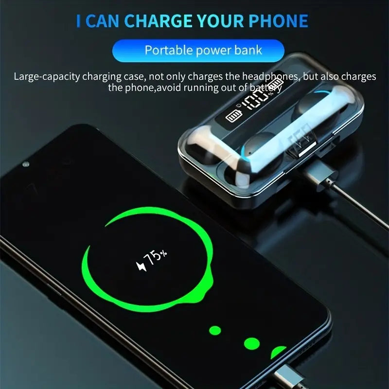 Wireless F9-5 Earphone Wireless 5.3 Built-in HD Mic With Charging Case