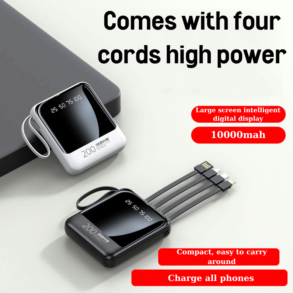 Power Bank With 4 Charging Cords Suitable For All Phones