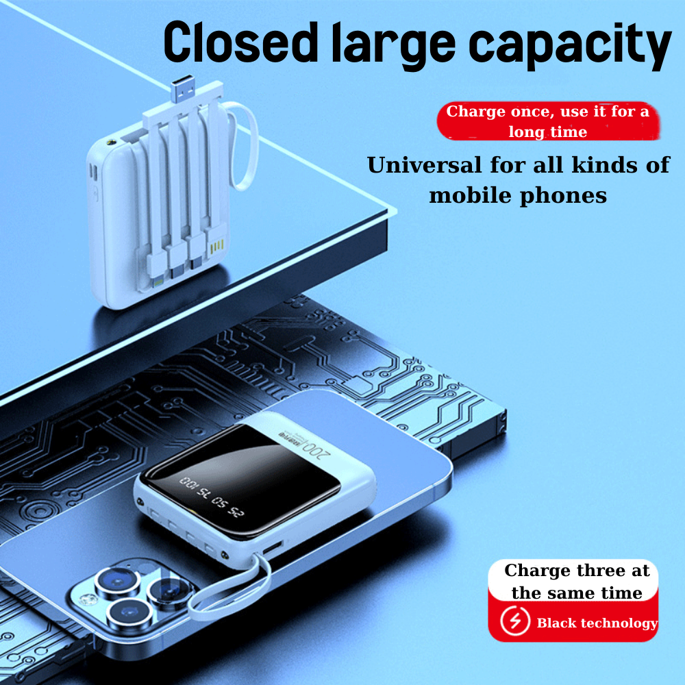 Power Bank With 4 Charging Cords Suitable For All Phones
