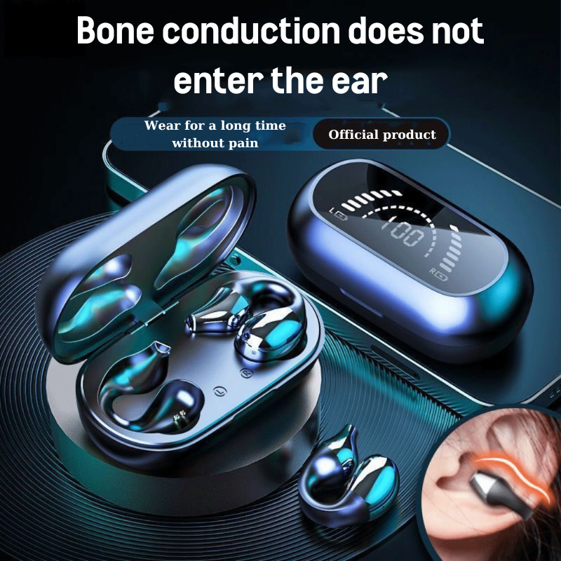 Wireless Ear-Clip Bone Conduction Headphones Bluetooth 5.3, Open Ear Clip on Earbuds,Waterproof Painless Mini Sport Earring Earphone, HiFi Quality/Long Battery Life