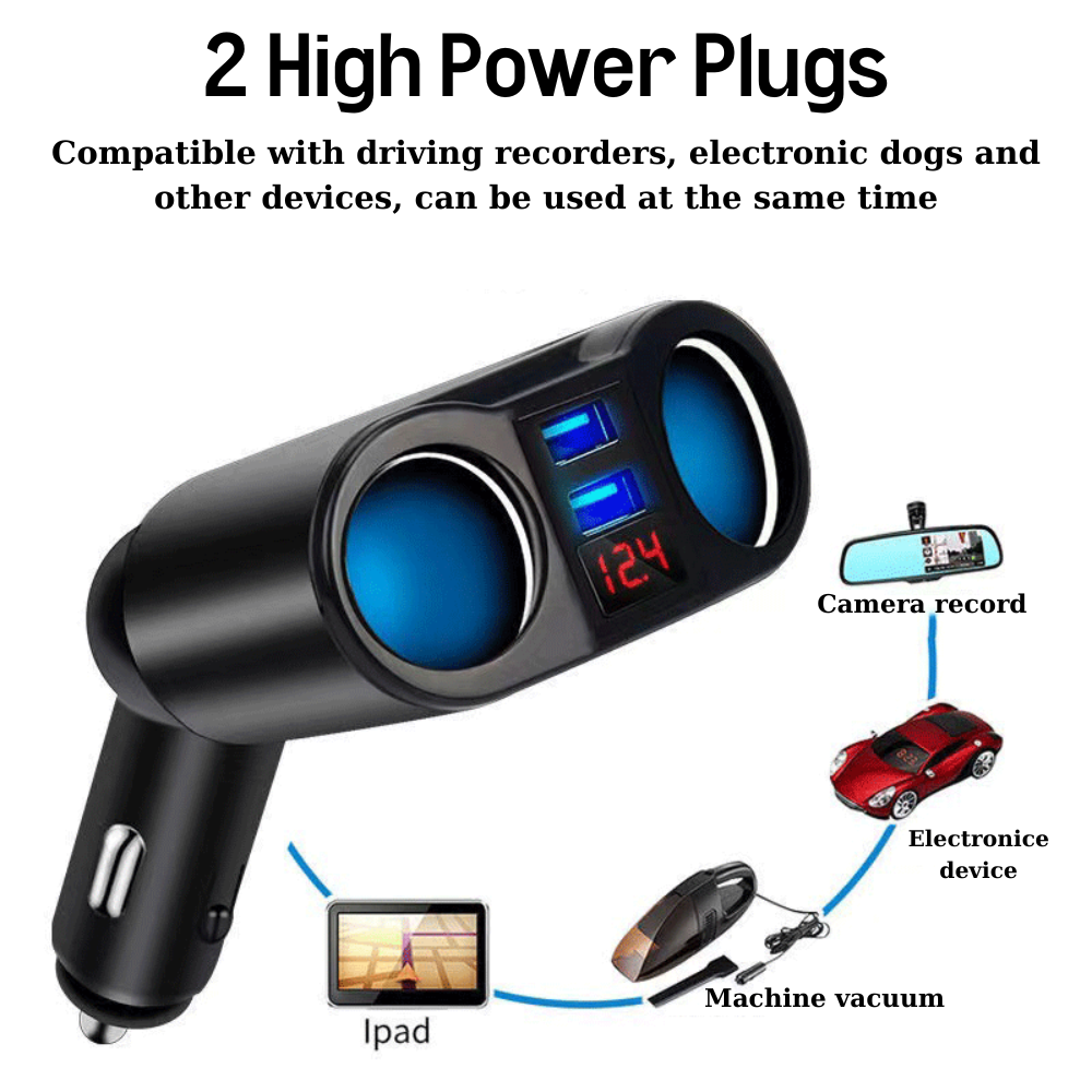 2-port Car Charger Adapter™ QC3.0 Fast Charging Compatible with All Smartphones, Tablets