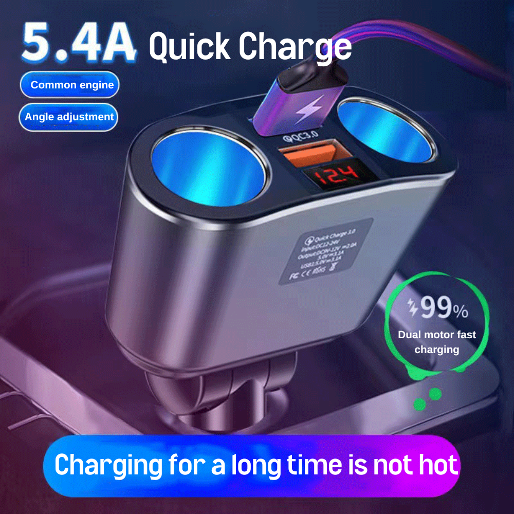 2-port Car Charger Adapter™ QC3.0 Fast Charging Compatible with All Smartphones, Tablets