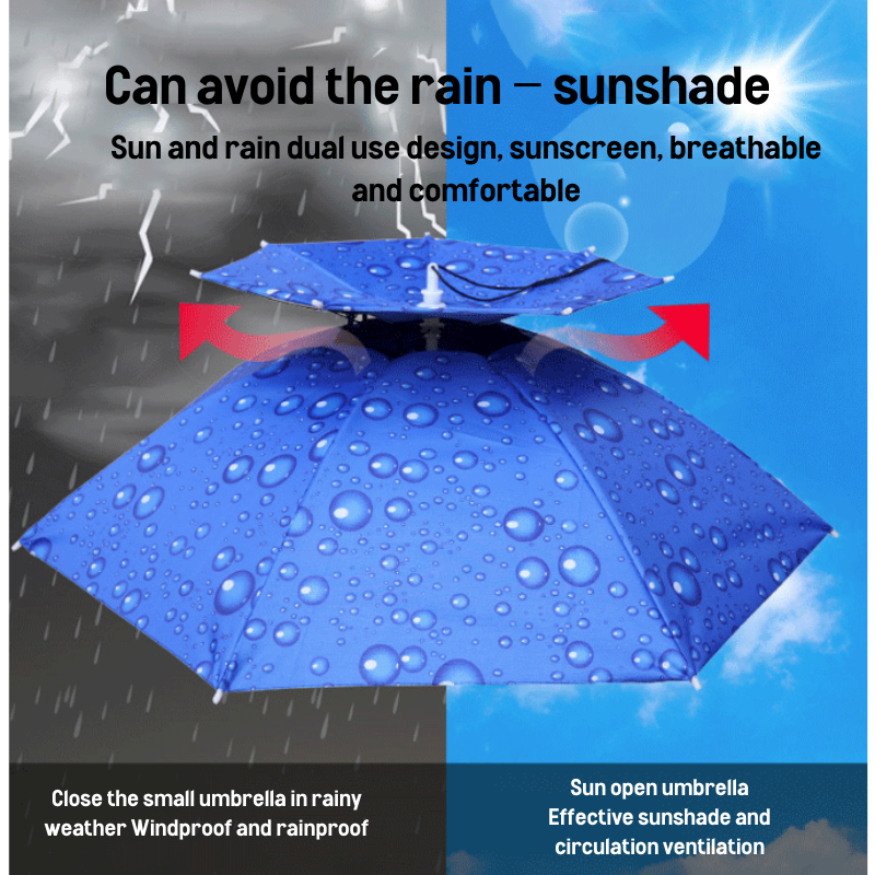Foldable 2 Layer Umbrella Hat l It's sunny and cool, it's not wet in the rain