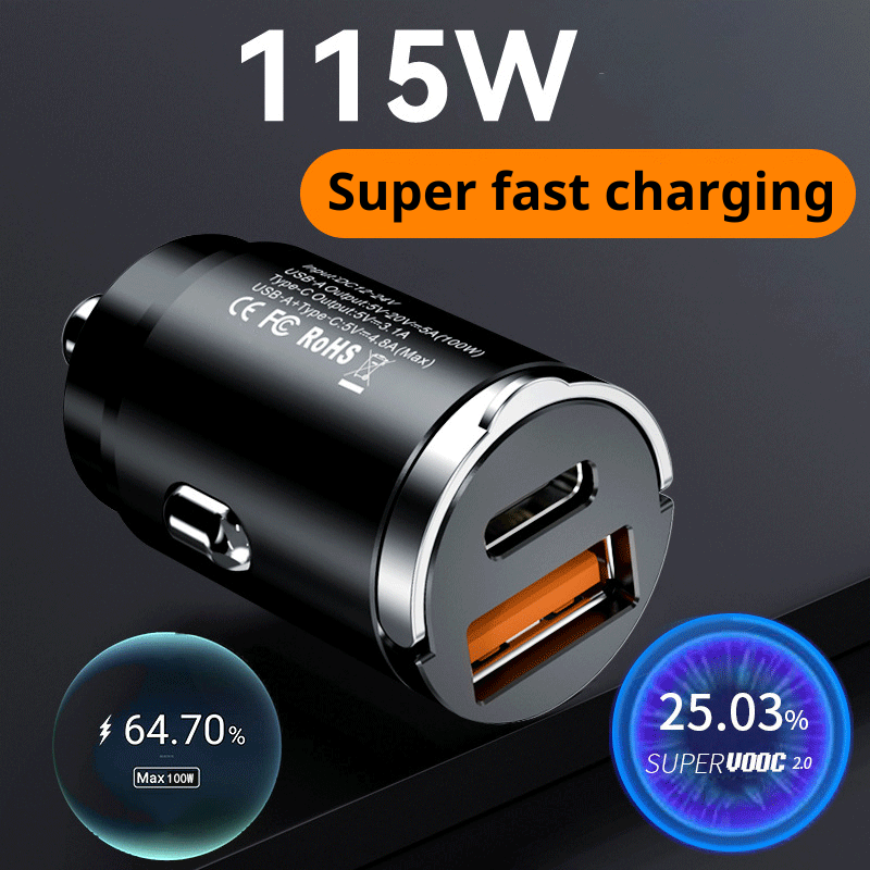 Car Charger, Car Multifunctional Mini Hidden Car Charger, PD30W+QC3.0 Fast Charging