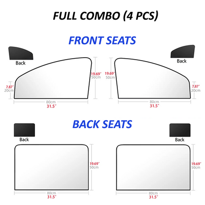 Magnetic Titanium Silver Cloth Curtains Car Sunshade. Stay Cool, Protect Car Interior and Passengers from Sunlight and UV!