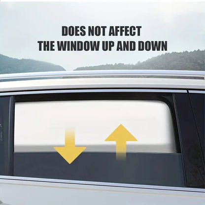 Magnetic Titanium Silver Cloth Curtains Car Sunshade. Stay Cool, Protect Car Interior and Passengers from Sunlight and UV!