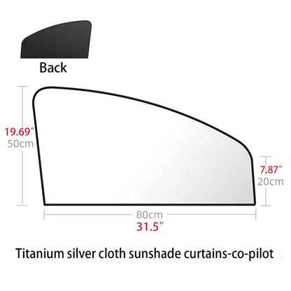 Car Set 4 Sheet | Magnetic Titanium Silver Cloth Curtains Car Sunshade. Stay Cool, Protect Car Interior and Passengers from Sunlight and UV!