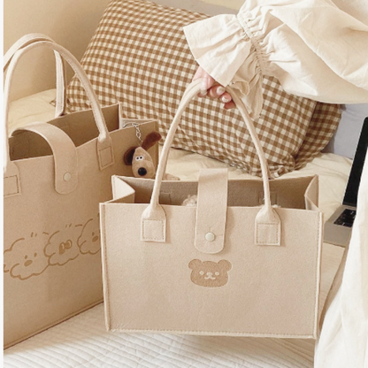 Korean Little Bear Tote Bags | Suitable for school, travel, work