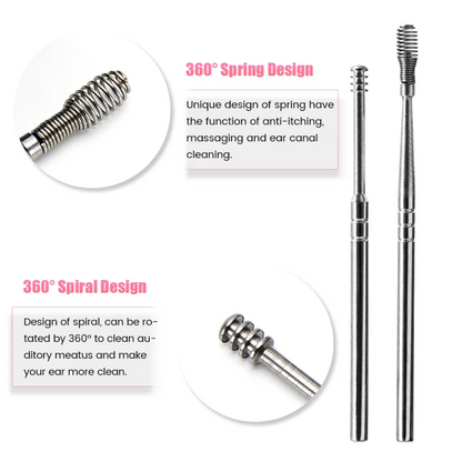 Set 6 Piece Of Stainless Steel Earwax Collector Spiral Turn Ear Pick Ear Pick To Clean The Ear Portable Ear Cleaning Tool