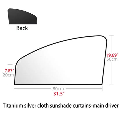 Car Set 4 Sheet | Magnetic Titanium Silver Cloth Curtains Car Sunshade. Stay Cool, Protect Car Interior and Passengers from Sunlight and UV!